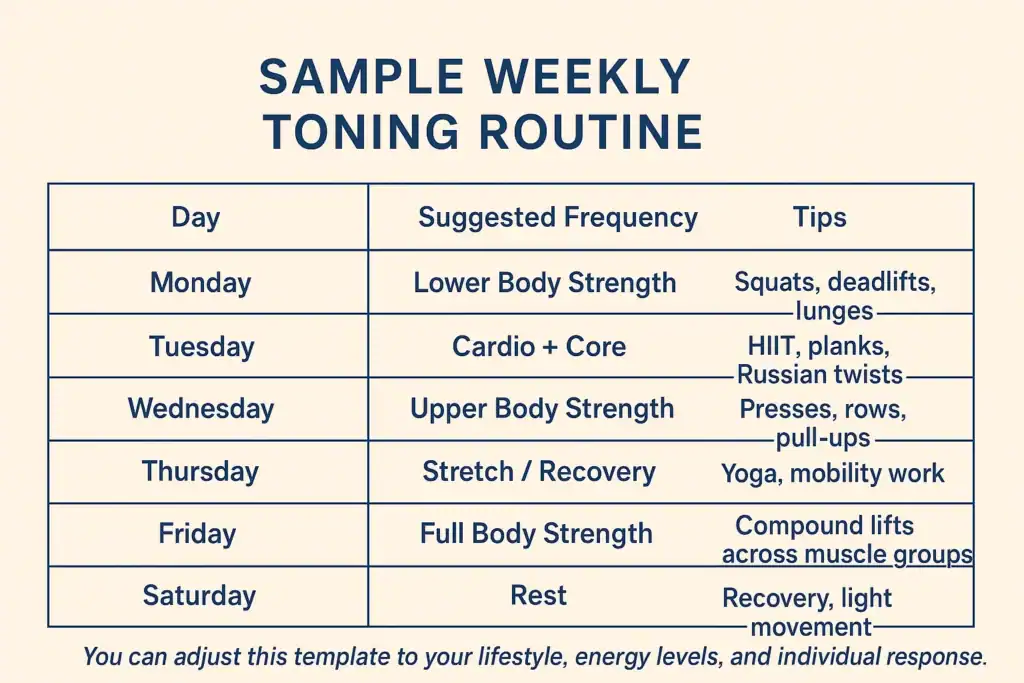 Achieving the Perfect Tone: How Often Should You Exercise for Results? 4 Weekly exercise Cambridgeshire plan graphic