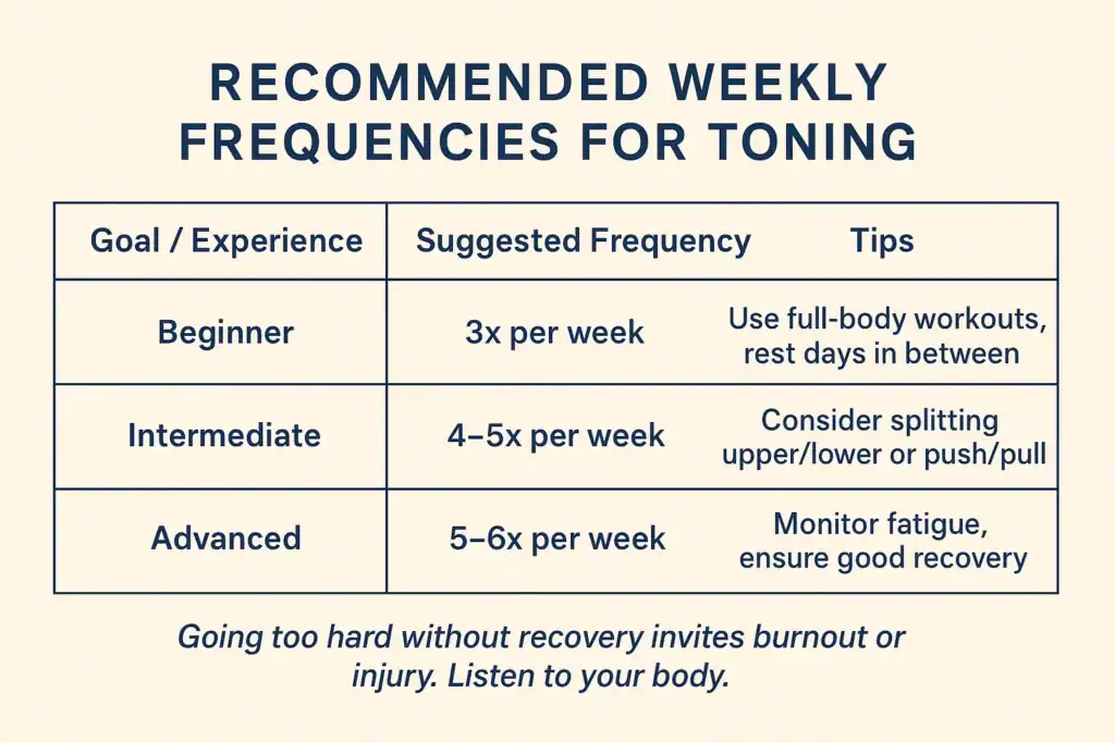 Achieving the Perfect Tone: How Often Should You Exercise for Results? 2 Graphic to show how often you should do exercise to help with toning Cambridgeshire